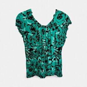 INC International Concepts Green Floral Blouse